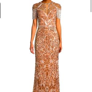 Mac duggal size 10 beaded tassel trimmed gown.